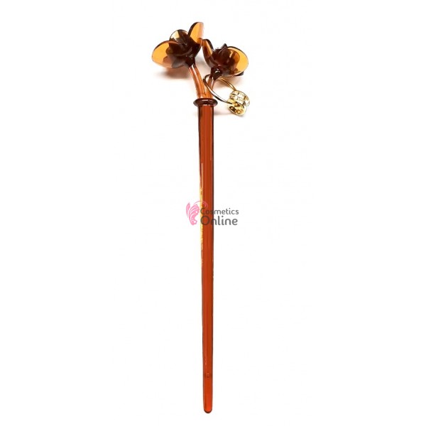 Bat Gheisa din plastic cu ornamente pentru par BCP02 Maro